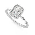 Women Wedding Radiant Cut Halo Lab Grown Diamond Gold Ring - Image 5