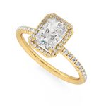 Women Wedding Radiant Cut Halo Lab Grown Diamond Gold Ring - Image 2