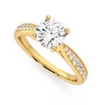 1.80 Carat Round Cut Solitaire with Accents Lab Grown Diamond Gold Ring - Image 2