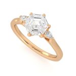 1.30 Carat Hexagon Cut Three Stone Lab Grown Diamond Ring - Image 5
