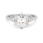 1.30 Carat Hexagon Cut Three Stone Lab Grown Diamond Ring - Image 7