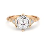 Hexagonal Cut Three Stone Lab Grown Diamond Ring - Image 4