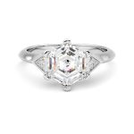 Hexagonal Cut Three Stone Lab Grown Diamond Ring - Image 7