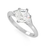 Hexagonal Cut Three Stone Lab Grown Diamond Ring - Image 8