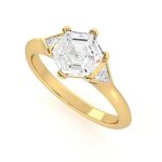 Hexagonal Cut Three Stone Lab Grown Diamond Ring - Image 2