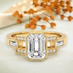 1.58 Carat Emerald Cut Solitaire with Accents Lab Grown Diamond Gold Ring