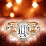 1.58 Carat Emerald Cut Solitaire with Accents Lab Grown Diamond Gold Ring - Image 4