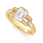 1.58 Carat Emerald Cut Solitaire with Accents Lab Grown Diamond Gold Ring - Image 2