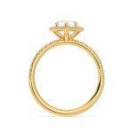 Women Wedding Radiant Cut Halo Lab Grown Diamond Gold Ring - Image 3