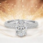 2.50 Carat Oval Cut Solitaire with Accents Lab Grown Diamond Gold Ring - Image 4
