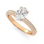 2.50 Carat Oval Cut Solitaire with Accents Lab Grown Diamond Gold Ring - Image 8