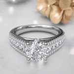 2.50 Carat Oval Cut Solitaire with Accents Lab Grown Diamond Gold Ring - Image 4