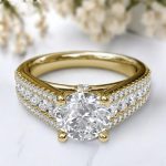 2.50 Carat Oval Cut Solitaire with Accents Lab Grown Diamond Gold Ring