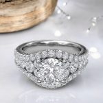 2.00 Carat Round Cut Solitaire with Accents Lab Grown Diamond Gold Ring - Image 4