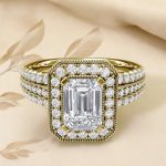 1.80 Carat Emerald Cut Solitaire with Accents Lab Grown Diamond Gold Ring
