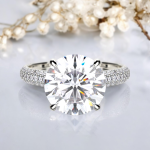 2.50 Carat Round Cut Solitaire with Accents Lab Grown Diamond Gold Ring - Image 9