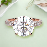 2.50 Carat Round Cut Solitaire with Accents Lab Grown Diamond Gold Ring - Image 5