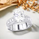 3.50 Carat Round Cut Solitaire with Accents Lab Grown Diamond White Gold Ring
