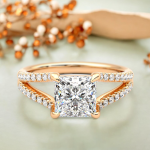 1.30 Carat Princess Cut Solitaire with Accents Lab Grown Diamond Gold Ring - Image 4