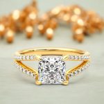 1.30 Carat Princess Cut Solitaire with Accents Lab Grown Diamond Gold Ring