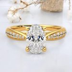 1.76 Carat Oval Cut Solitaire with Accents Lab Grown Diamond Gold Ring