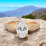 1.76 Carat Oval Cut Solitaire with Accents Lab Grown Diamond Gold Ring - Image 4