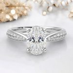 1.76 Carat Oval Cut Solitaire with Accents Lab Grown Diamond Gold Ring - Image 7