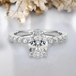 1.50 Carat Oval Cut Solitaire with Accents Lab Grown Diamond Gold Ring - Image 7