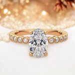 1.50 Carat Oval Cut Solitaire with Accents Lab Grown Diamond Gold Ring - Image 4