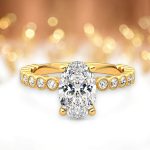 1.50 Carat Oval Cut Solitaire with Accents Lab Grown Diamond Gold Ring