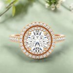 Round Cut Halo IGI Certified Lab Grown Diamond Gold Ring - Image 4