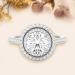 Round Cut Halo IGI Certified Lab Grown Diamond Gold Ring - Image 7
