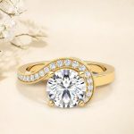 1.32 Carat Round Cut Halo Lab Grown Diamond Gold Ring