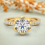 Royal Round Cut Solitaire with Accents Lab Grown Diamond Gold Ring