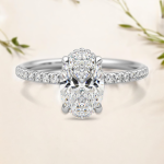 1.90 Carat Oval Cut Solitaire with Accents Lab Grown Diamond Gold Ring - Image 7