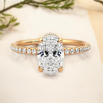 1.90 Carat Oval Cut Solitaire with Accents Lab Grown Diamond Gold Ring - Image 4