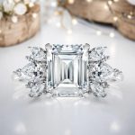 2.78 Carat Emerald Cut Solitaire with Accents Lab Grown Diamond White Gold Ring