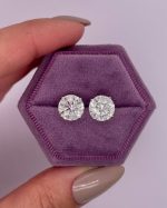 2.00 Carat Round Cut Gold Certified Lab Grown Diamond Studs