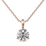 Round Solitaire Lab Grown Diamond Gold Pendant - Image 9