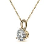 Round Solitaire Lab Grown Diamond Gold Pendant - Image 2
