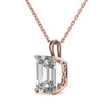 Beautiful Emerald Cut Solitaire Lab Grown Diamond Gold Pendant - Image 6