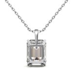 Beautiful Emerald Cut Solitaire Lab Grown Diamond Gold Pendant - Image 12