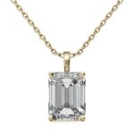 Beautiful Emerald Cut Solitaire Lab Grown Diamond Gold Pendant