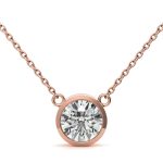 Bezel Round Cut Solitaire Lab Grown Diamond Gold Pendant - Image 5