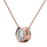 Bezel Round Cut Solitaire Lab Grown Diamond Gold Pendant - Image 6