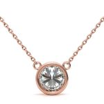 Bezel Round Cut Solitaire Lab Grown Diamond Gold Pendant - Image 8
