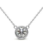 Bezel Round Cut Solitaire Lab Grown Diamond Gold Pendant - Image 12