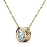 Bezel Round Cut Solitaire Lab Grown Diamond Gold Pendant - Image 2
