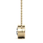 Bezel Round Cut Solitaire Lab Grown Diamond Gold Pendant - Image 3