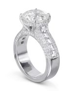 3.50 Carat Round Cut Solitaire with Accents Lab Grown Diamond White Gold Ring - Image 2